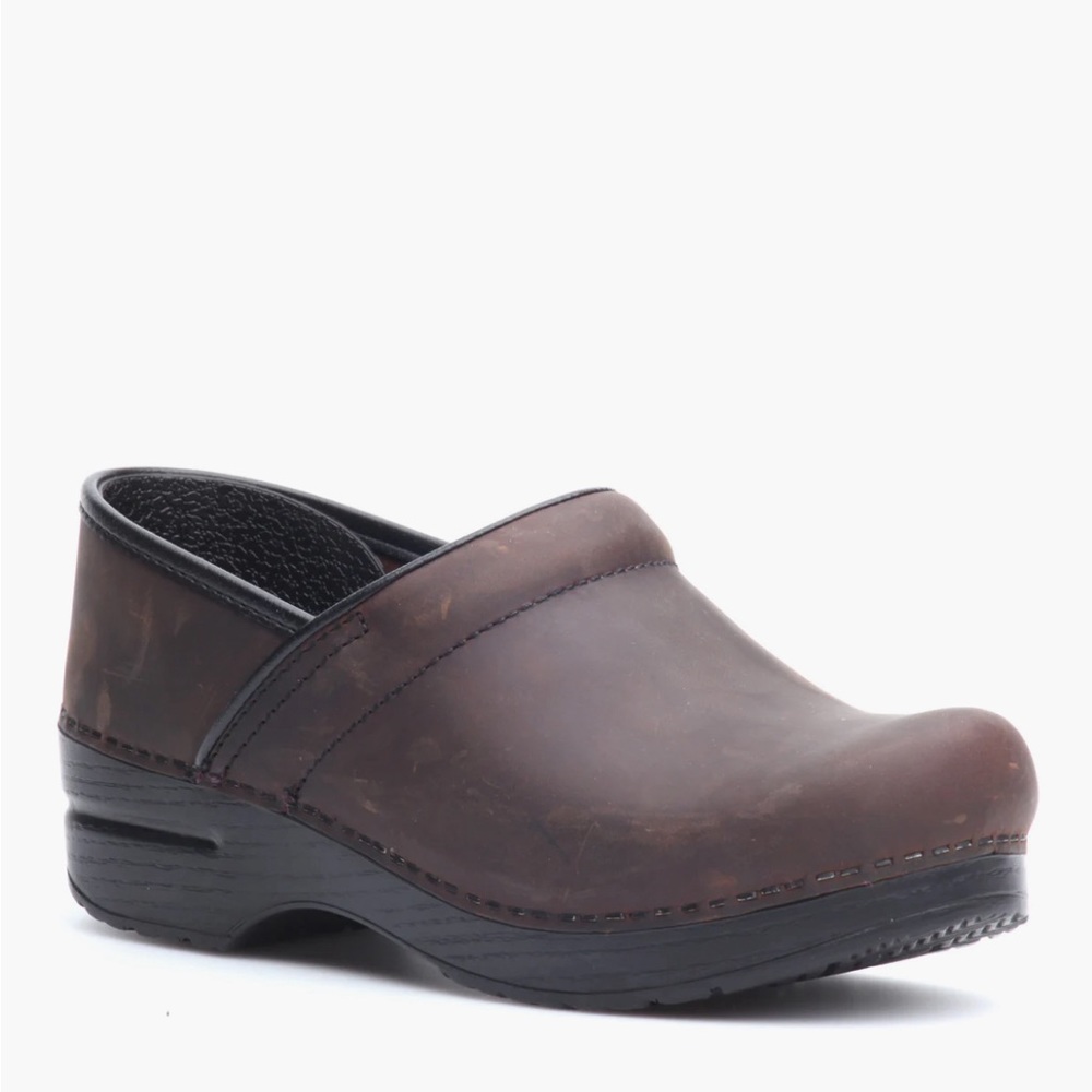Dansko Brown Distressed Clog, Size EU38